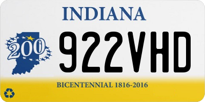 IN license plate 922VHD