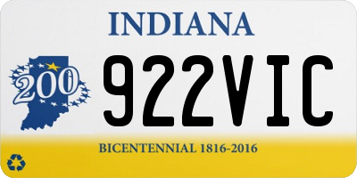 IN license plate 922VIC