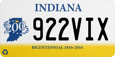 IN license plate 922VIX