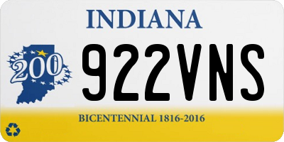 IN license plate 922VNS