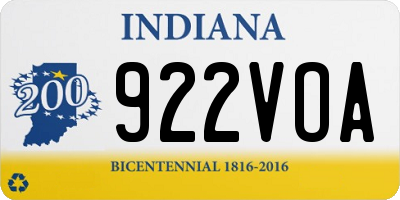 IN license plate 922VOA