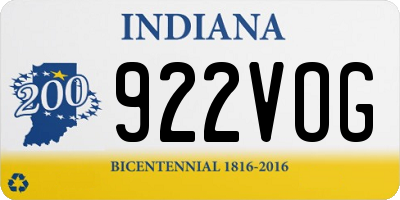 IN license plate 922VOG