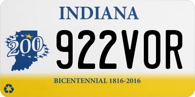 IN license plate 922VOR