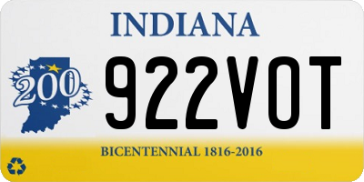 IN license plate 922VOT