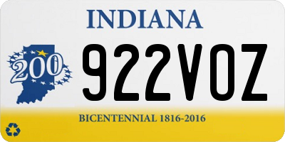IN license plate 922VOZ