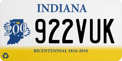 IN license plate 922VUK