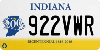 IN license plate 922VWR