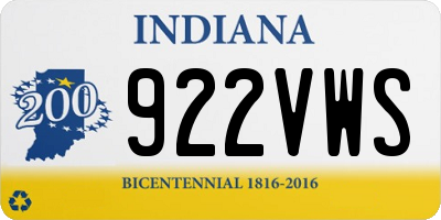 IN license plate 922VWS