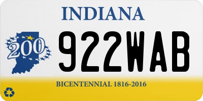 IN license plate 922WAB