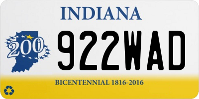 IN license plate 922WAD