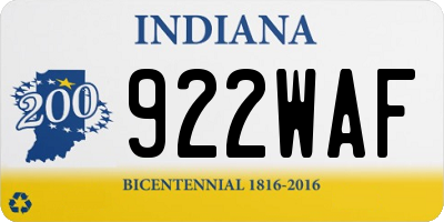 IN license plate 922WAF