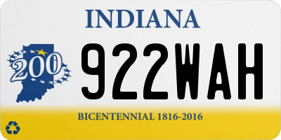 IN license plate 922WAH