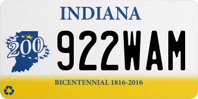 IN license plate 922WAM