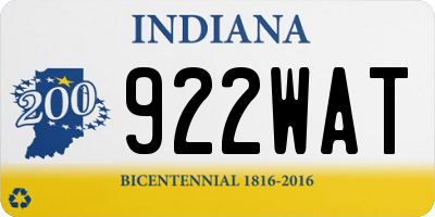 IN license plate 922WAT