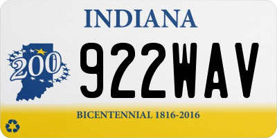IN license plate 922WAV