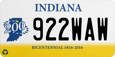 IN license plate 922WAW