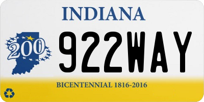 IN license plate 922WAY