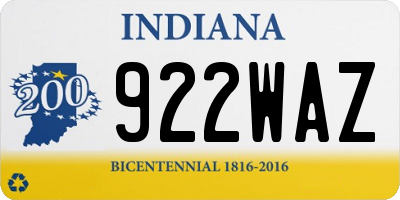 IN license plate 922WAZ