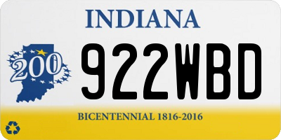 IN license plate 922WBD
