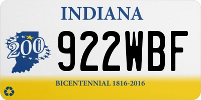 IN license plate 922WBF