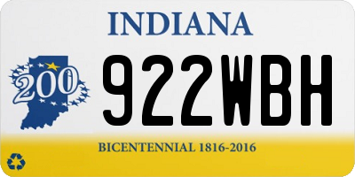 IN license plate 922WBH