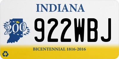 IN license plate 922WBJ