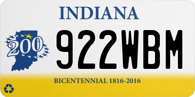 IN license plate 922WBM