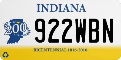 IN license plate 922WBN