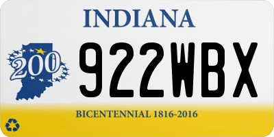 IN license plate 922WBX