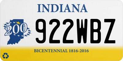IN license plate 922WBZ
