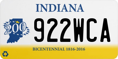 IN license plate 922WCA