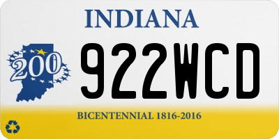 IN license plate 922WCD
