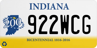 IN license plate 922WCG