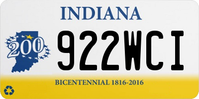 IN license plate 922WCI