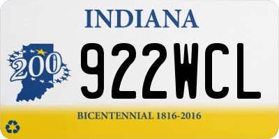 IN license plate 922WCL