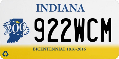 IN license plate 922WCM