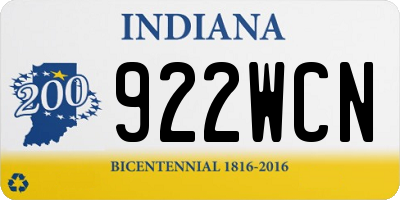 IN license plate 922WCN