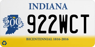 IN license plate 922WCT