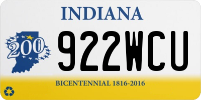 IN license plate 922WCU