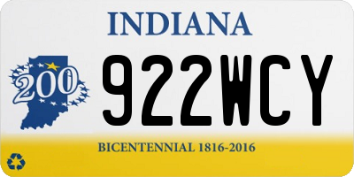 IN license plate 922WCY