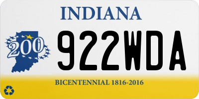 IN license plate 922WDA