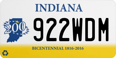IN license plate 922WDM