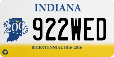 IN license plate 922WED