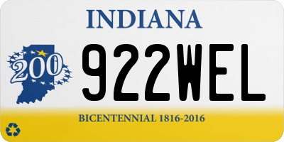 IN license plate 922WEL