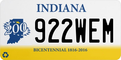IN license plate 922WEM