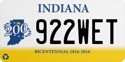 IN license plate 922WET