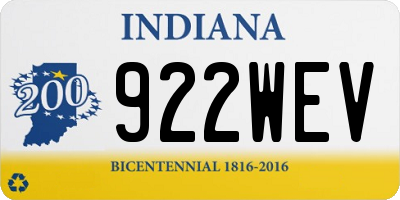 IN license plate 922WEV