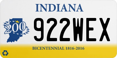 IN license plate 922WEX
