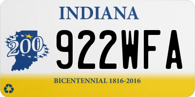 IN license plate 922WFA