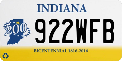 IN license plate 922WFB